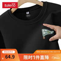 班尼路旗帜胸标卫衣男圆领重磅棉感舒适针织休闲运动叠穿宽松学生套头衫