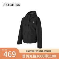 斯凯奇（Skechers）2024年秋季女款户外运动轻便简约梭织P424W153 碳黑/0018 M