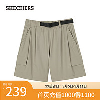 斯凯奇（Skechers）短裤女夏季显瘦小个子热裤休闲运动裤L124W056 腰果啡/01NC XS