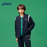 asics/亚瑟士童装2024年秋季棒球衫撞色拼接针织外套经典网球运动 50藏青色 120cm
