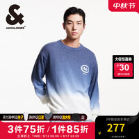 杰克·琼斯(JACK&JONES)男装衣服冬季打底衫宽松圆领毛衣刺绣渐变色针织衫男套头毛线衣 E39 藏蓝 175/96A/M