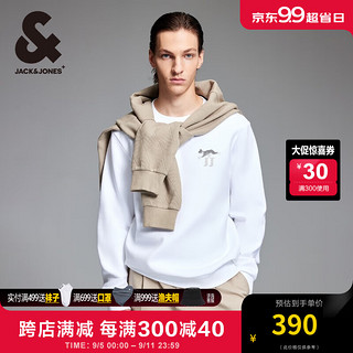 杰克·琼斯（JACK&JONES）秋季法斗狗刺绣贴布潮流基础百搭舒适圆领长袖卫衣224333118 雪白色A06 常规 雪白色A06 180/100A/L