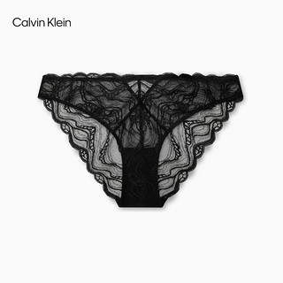 Calvin Klein 卡尔文·克莱恩 内衣24秋季女士美拉德 蕾丝棉质裆比基尼三角内裤女QF7927AD UB1-太空黑 1条 S