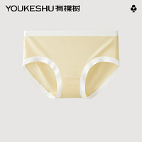 YOUKESHU 有棵树 内裤女夏季薄款柔滑透气桑蚕抗菌裆亲肤舒适中腰三角裤 浅杏黄 1条 L