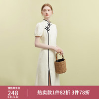 范思蓝恩23FS12702新中式连衣裙夏季改良旗袍年轻款少女裙子 米杏色 M