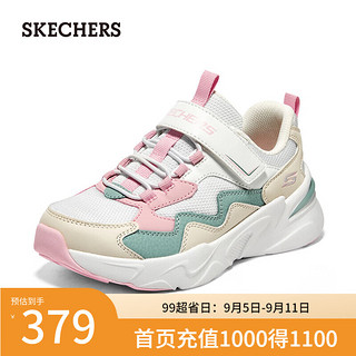 斯凯奇（Skechers）魔术贴老爹鞋网布透气舒适319007L 白色/浅粉红色/WLPK 34码