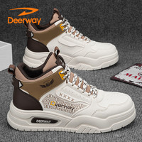 德尔惠（DEERWAY）男鞋子男2024秋季高帮板鞋厚底时尚休闲运动鞋