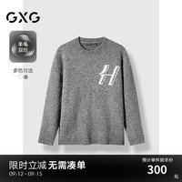GXG男装 2024年秋冬GXG男士含羊毛轻柔毛衫男休闲毛衣 灰色 175/L