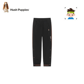 暇步士（Hush Puppies）童装儿童男大童2024秋季舒适透气个性开扣休闲长裤 钻石黑 130cm