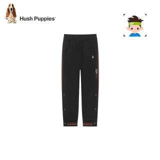 暇步士（Hush Puppies）童装儿童男大童2024秋季舒适透气个性开扣休闲长裤 钻石黑 130cm