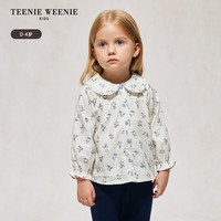 Teenie Weenie Kids小熊童装24秋新款女宝宝碎花格纹翻领长袖衬衫