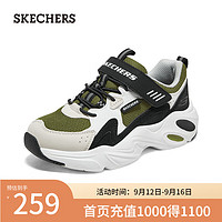 斯凯奇（Skechers）中大男童儿童经典厚底经典百搭老爹鞋405265L 黑色/橄榄色/BKOL 27.5码