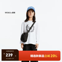 little MO&Co.5A抑菌 little moco童装24秋装男女童纯棉圆领印花长袖T恤 本白色 110/52