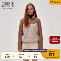 Teenie Weenie小熊2024年秋季新款撞色双面摇粒绒卫衣柔软短款外套