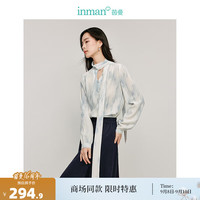 茵曼【商场同款】晕染印花系带衬衫2024秋季女装新款长袖宽松衬衣