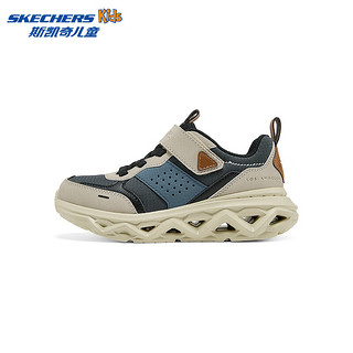 Skechers斯凯奇儿童复古潮流慢跑鞋男童春秋款时尚休闲轻便跑步鞋406146L 自然色/黑色/NTBK 30码