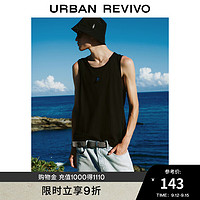 URBAN REVIVO UR2024秋季男装潮流休闲立体趣味刺绣无袖背心UMV440127 正黑 XS