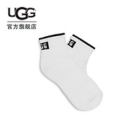 UGG秋季女士舒适休闲纯色LOGO款及踝短袜 1158810 WBLC | 白色/黑色 1双 O/S