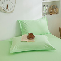 厚泰生北欧风纯色舒适透气枕头套枕芯套全棉枕套1对装48*74cm单人枕头罩 浅绿 48x74cm一只装