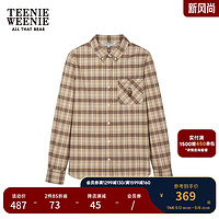 Teenie Weenie小熊2024年秋季磨毛格纹衬衫复古学院风长袖衬衣 卡其色 175/XL