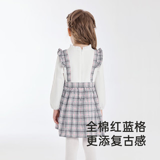 YeeHoO英氏【商场同款】女童连衣裙甜美学院风假两件裙子长袖2024新款 英氏白 110cm