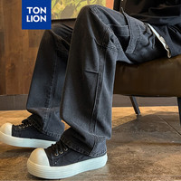 唐狮 TONLION2024秋季男潮工装牛仔长裤WP 碳黑 L