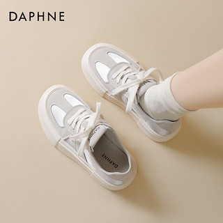 达芙妮（DAPHNE）学院风厚底增高休闲鞋板鞋2024韩版透气小白鞋时尚百搭女鞋 银色 35