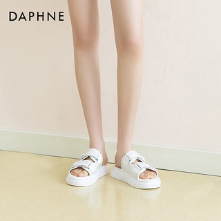 达芙妮（DAPHNE）达芙妮 小香风凉拖鞋女2024年女凉鞋女夏外穿魔术贴沙滩QJ2 白色 38