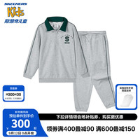Skechers斯凯奇男女童休闲卫衣春秋季儿童两件套长袖套装L324K019 花纹灰色/01UV 120