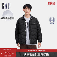 Gap男装2024秋季衬衫式翻领多口袋羽绒服简约轻盈外套637324 黑色 185/108A(XXXL) 亚洲尺码