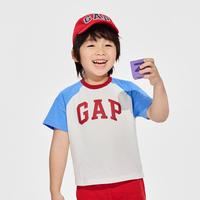 Gap男女幼童2024春夏纯棉小熊logo短袖T恤儿童装上衣586669