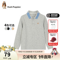 暇步士（Hush Puppies）童装儿童男女童上衣春秋款简约时尚百搭长袖POLO衫 花灰B款 偏薄 110cm