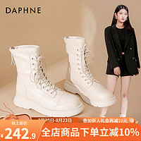 达芙妮（DAPHNE）马丁靴女短靴女英伦风加绒厚底白色ZJ 白色 35