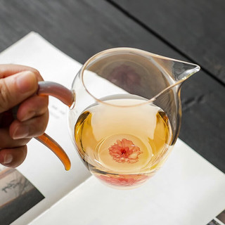 禾器·炫彩台湾禾器怡然茶海高硼硅透明玻璃公道杯 茶具配件公杯耐热分茶器 怡然茶海330ml(白珠凤颜粉玉)