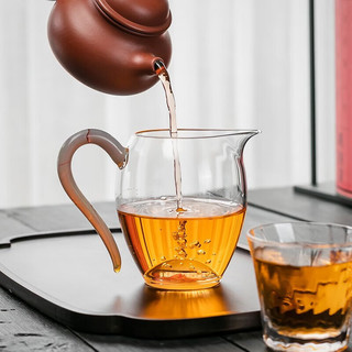 禾器·炫彩台湾禾器怡然茶海高硼硅透明玻璃公道杯 茶具配件公杯耐热分茶器 怡然茶海330ml(白珠凤颜粉玉)