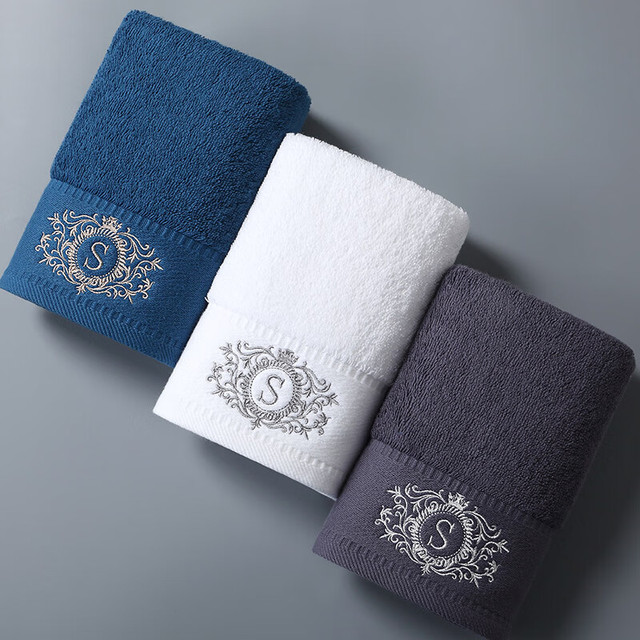 雪仑尔 酒店小毛巾纯棉方巾3条装洗脸巾家用柔软吸水学生擦手巾全棉四方 白色+蓝色+灰色 3条 80g