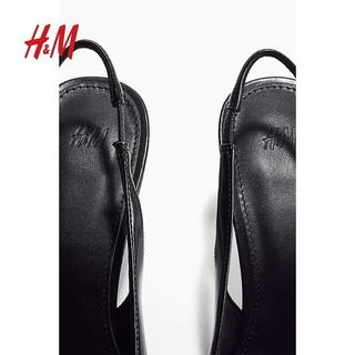 H&M2024秋季新款女鞋时尚休闲百搭尖头露跟浅口鞋1231188