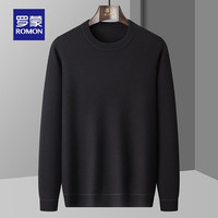 罗蒙(ROMON)简约加绒圆领针织衫2024秋季新款中青年毛衣时尚修身纯色打底衫