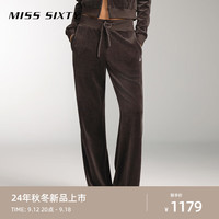 MISS SIXTY2024秋季针织长裤女抽绳松紧腰直筒裤休闲运动风 深啡 M