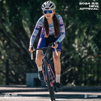 捷酷春夏紫映女士连体服印花透气紧身款面料双箭头骑行服