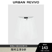 URBAN REVIVO 女士时尚休闲气质纯色百搭牛仔短裤 UWM840009 本白 25