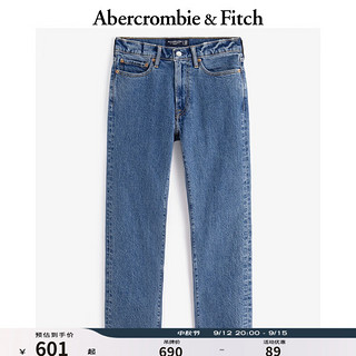 ABERCROMBIE & FITCH男装 24秋季美式复古经典水洗直筒牛仔裤KI131-4208 靛蓝色 30/30 (175/76A)