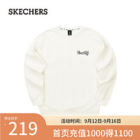 斯凯奇（Skechers）男女同款针织套头卫衣2024年秋季L324U064 棉花糖白/0074 XS