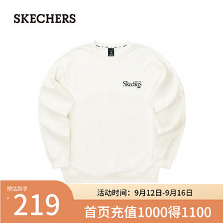 斯凯奇（Skechers）男女同款针织套头卫衣2024年秋季L324U064 棉花糖白/0074 L