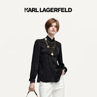 Karl Lagerfeld卡尔·拉格斐2024秋季百褶花边装饰衬衫老佛爷246L1605 黑色 38
