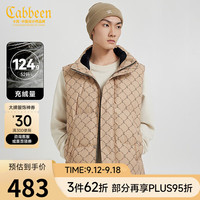卡宾男装90鸭绒羽绒马甲2024秋冬LOGO老花宽松外套保暖舒适H 卡其色35 50