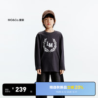 little MO&Co.5A抑菌 little moco童装24秋装男女童纯棉圆领印花长袖T恤 深灰色  110/56