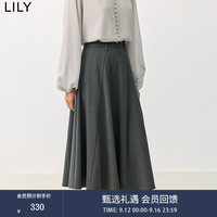 丽丽 LILY2024秋女装格雷系优雅商务A字廓形垂感百搭通勤半身裙女 501灰色 S