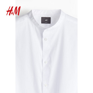 H&M2024秋季男装修身版型中式领衬衫1240783 白色 165/84 XS