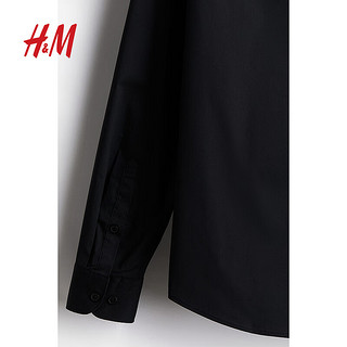 H&M2024秋季男装修身版型中式领衬衫1240783 白色 165/84 XS